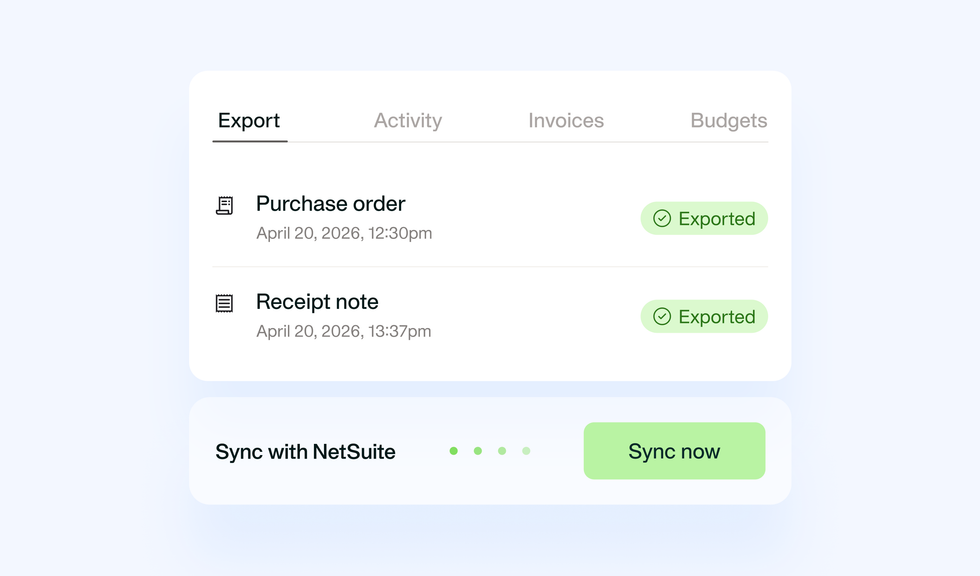 An image showing that you can sync all purchase requests with your ERP